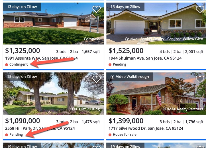 Contingent and pending houses for sale on Zillow