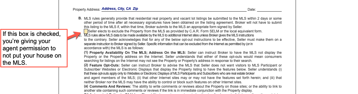 Realtor excluding the property from the MLS
