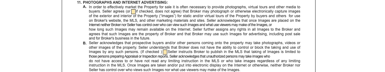Seller giving the listing agent permission to use photos and online advertising