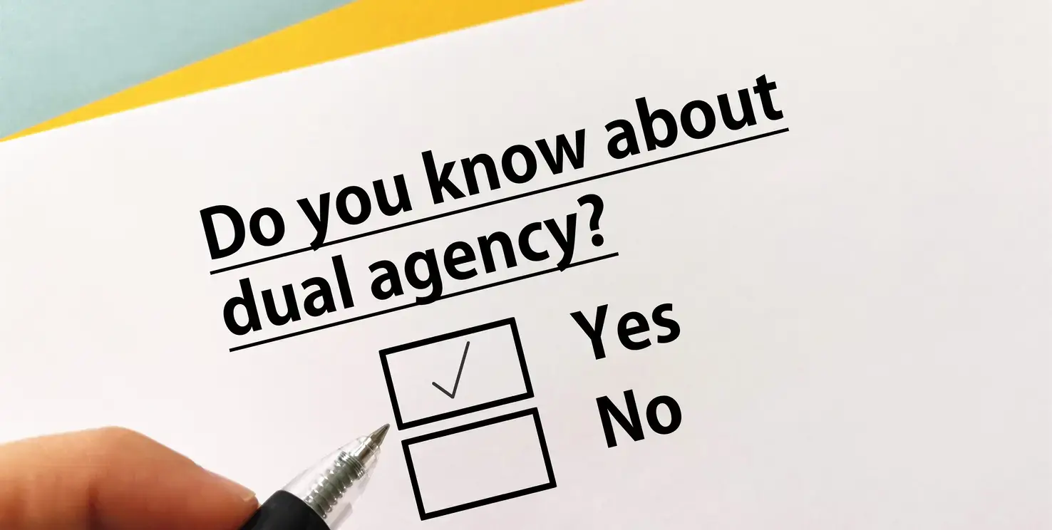 Form asking about dual agency with yes and no checkboxes