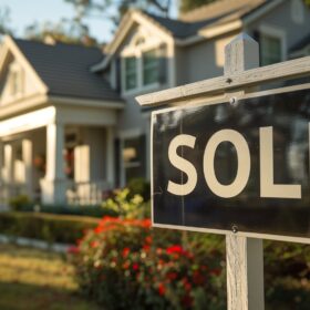 Sold sign in front yard of a former rental property.