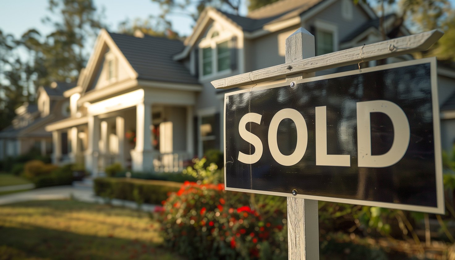 Sold sign in front yard of a former rental property.