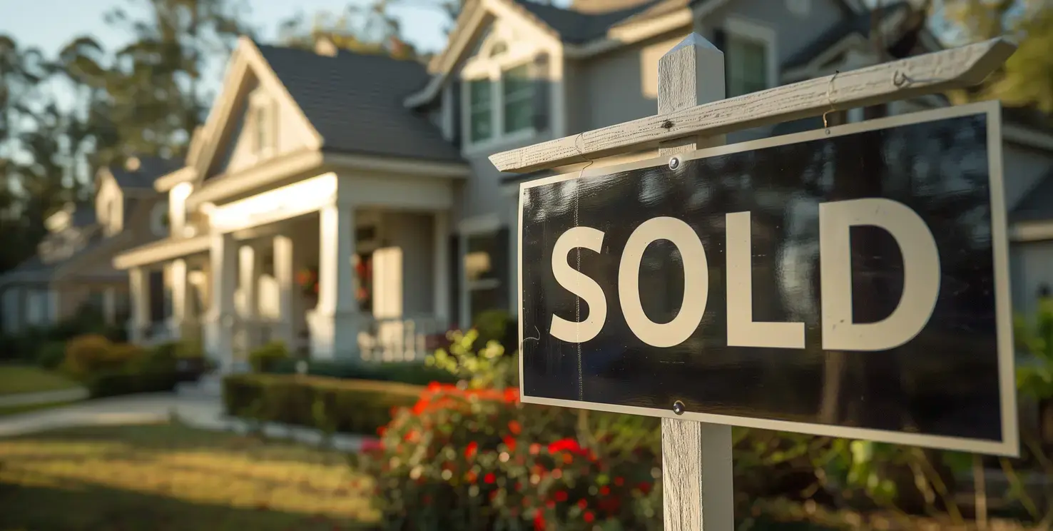 Sold sign in front of a house, representing selling a rental property